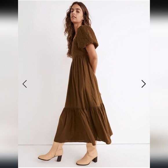 Madewell Quilted Tiered Midi Dress - Picture 1 of 12